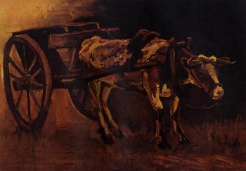 Vincent Van Gogh : Cart with Red and White Ox